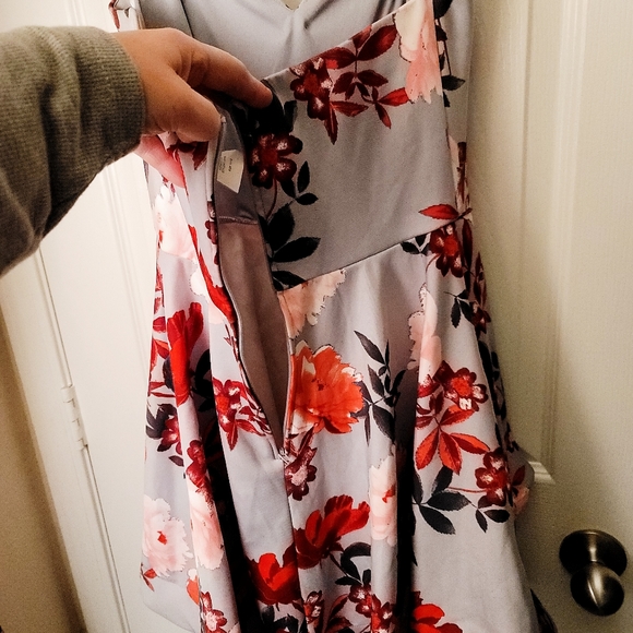 🎀HOST PICK🎀 B. Darlin Strapless Mini Dress Size 11/12 Color Gray Pinks & Reds - Picture 4 of 11